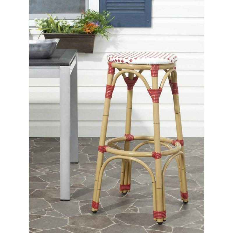 Kipnuk Barstool - Indoor/Outdoor - FOX5211 - Red/White - Safavieh