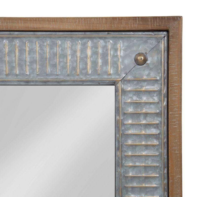 Rustic Brown Wood and Metal Full-Length Rectangular Mirror