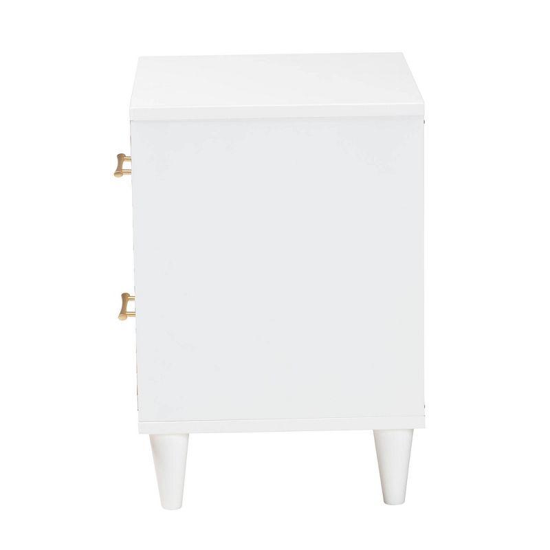 Baxton Studio Louetta Carved Contrasting Nightstand White/Natural Brown