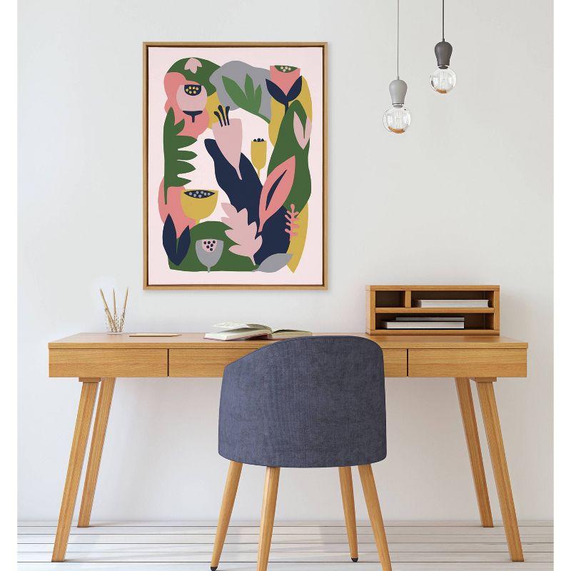 28" x 38" Sylvie Myriam's Garden Framed Canvas Natural - Kate & Laurel All Things Decor