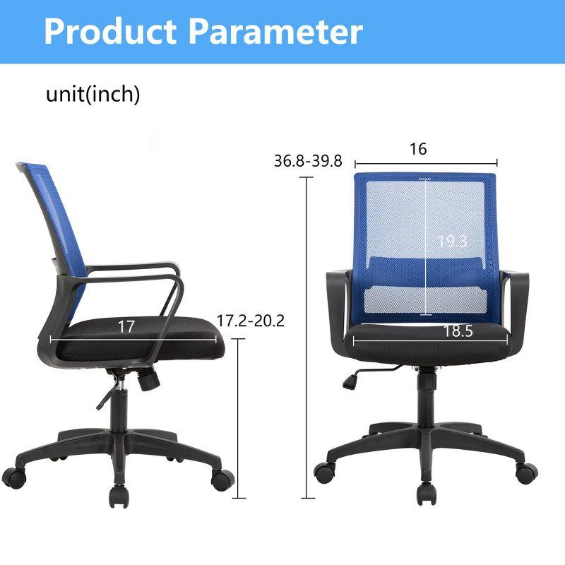 FDW Home Office Chair Mid-Back Mesh Computer Chair Lumbar Support Comfortable Executive Adjustable Chair with Armrests