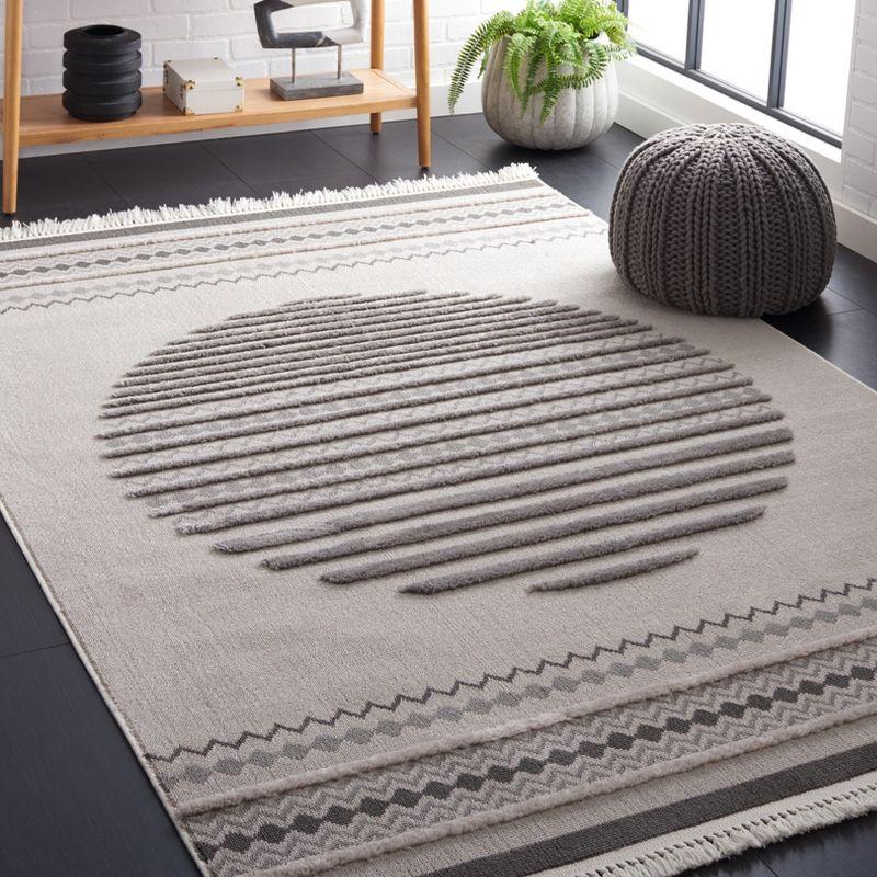 Gray Geometric Flat Woven Synthetic Area Rug