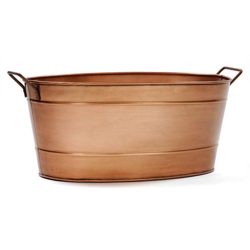 15" Oval Galvanized Tub with Side Handles Copper Plated - ACHLA Designs: Versatile Basin, Decorative Tray