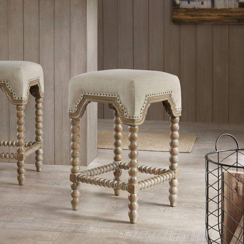 Elegant Farmhouse Grey Wood and Metal Counter Stool