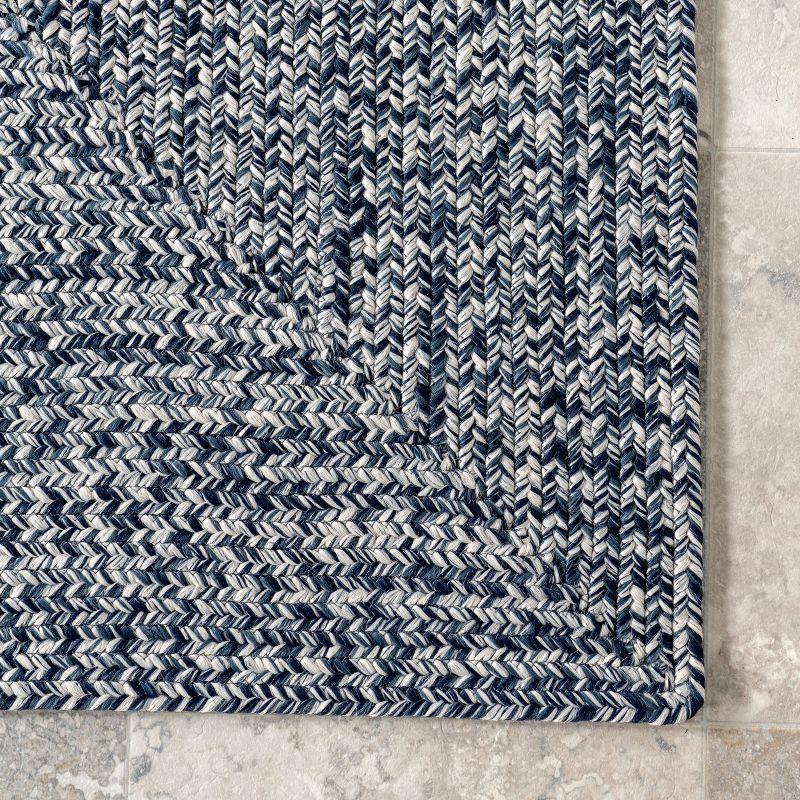 Nuloom Wynn Striped Oval 8x10 Indoor/Outdoor Area Rug for Living Room Patio Deck Front Porch Kitchen, Navy/Ivory