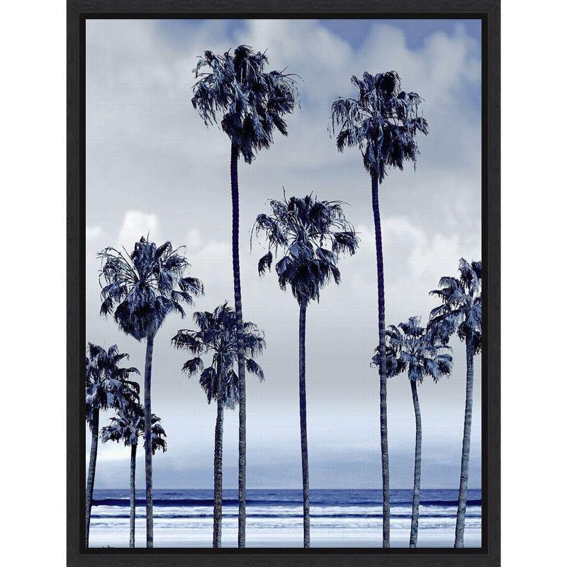 Indigo Beach Palms Framed Canvas Wall Art 18 x 24-in