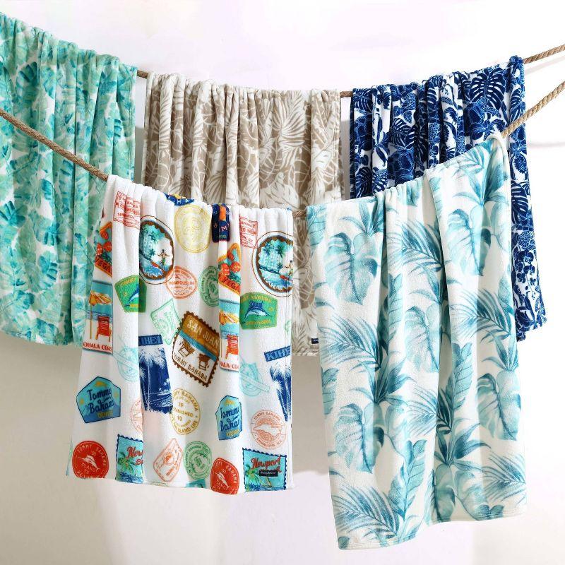 Tommy Bahama Home Wallpaper Leaves Plain Weave / Muslin Throw Blanket