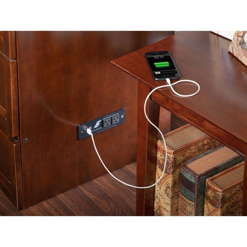 Queen Deerfield Murphy Bed Chest with Charging Station Walnut - AFI: Space-Saving Design, No Box Spring Needed
