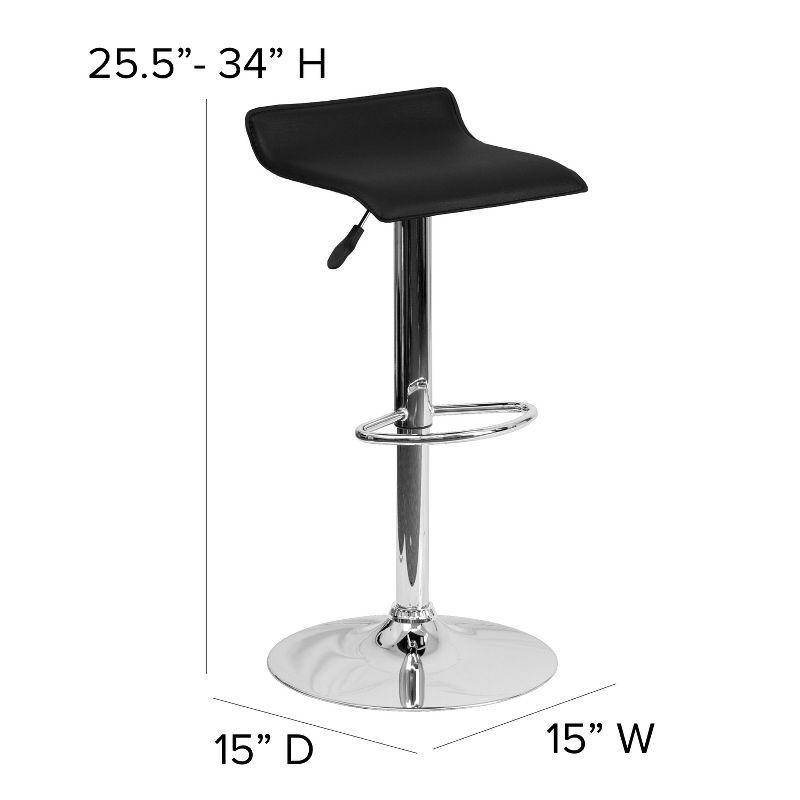 Flash Furniture Contemporary Vinyl Adjustable Height Barstool with Solid Wave Seat and Chrome Base