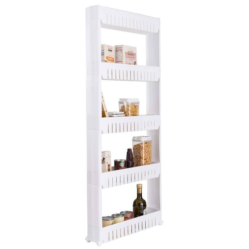 White 5-Tier Slim Slide Out Plastic Shelving Unit