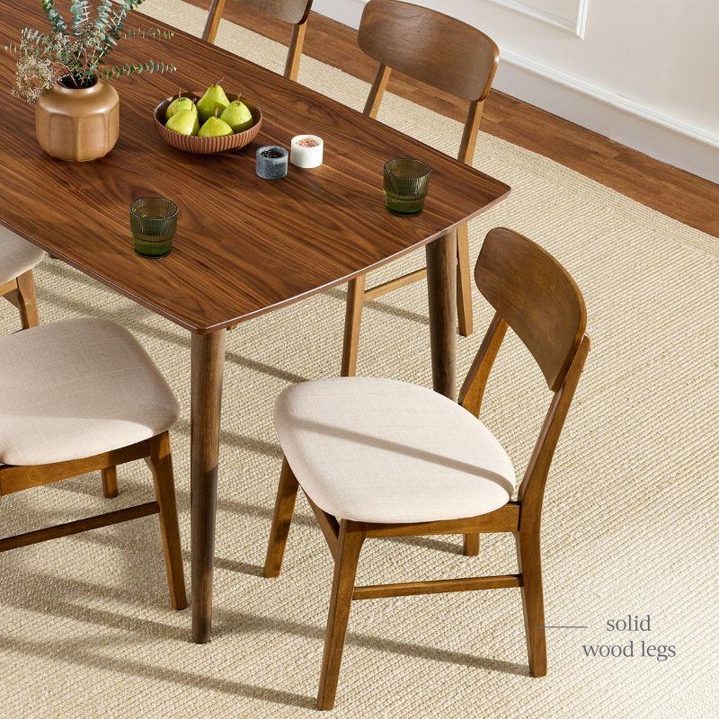 George Oliver 7-Piece Mid-Century Modern Upholstered Dining Set, Wooden Table W/ 6 Chairs