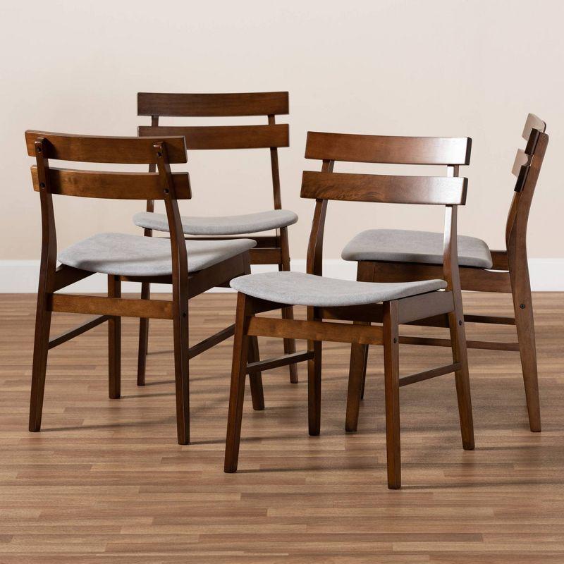 Set of 4 Devlin Upholstered Wood Dining Chairs Light Gray/Walnut - Baxton Studio