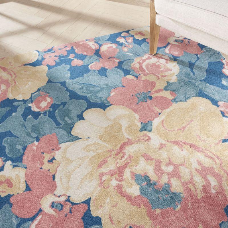 Waverly Floral Blue Outdoor Area Rug