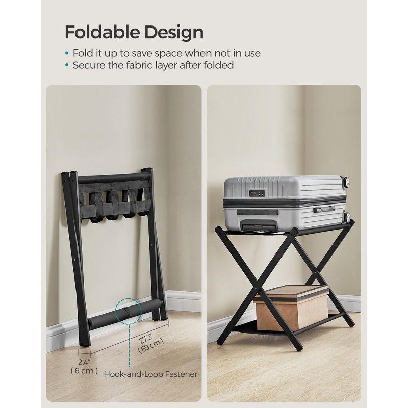 Folding Luggage Rack with Shelf Travel Suitcase