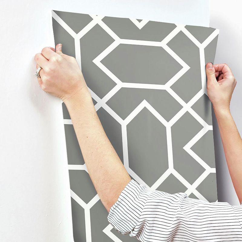 RoomMates Modern Geometric Peel and Stick Wallpaper Dark Gray: Vinyl, Self-Adhesive, Removable, 28.2 Sq Ft Coverage