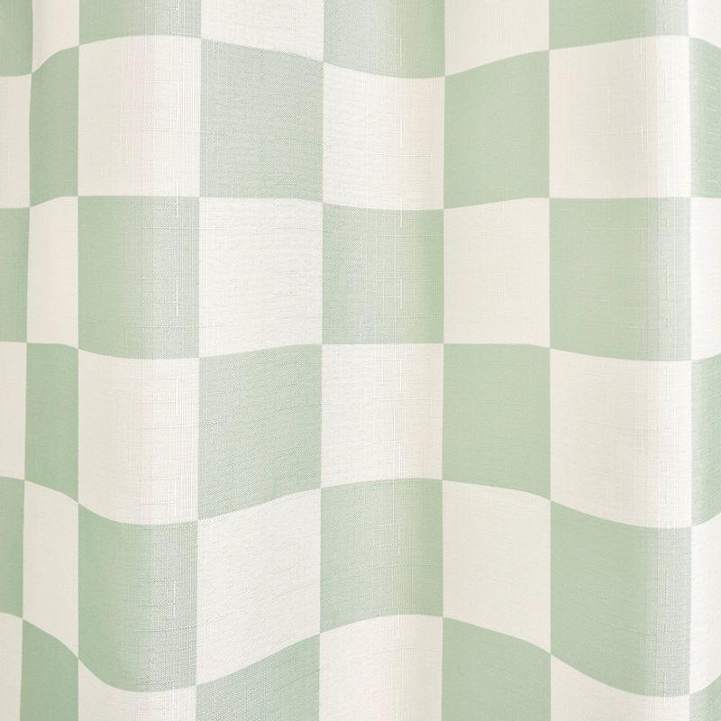 iDesign iDesign Checkered Polyester Shower Curtain - 12 Reinforced Buttonholes - 72" x 72" – Green/White