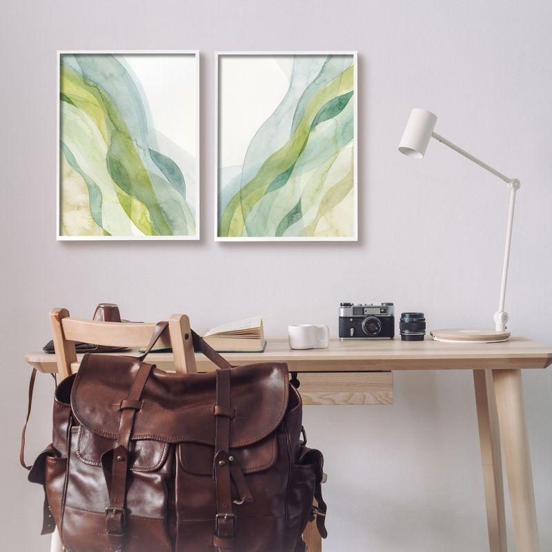 " Abstract Green Waves " by Grace Popp 2 - Pieces