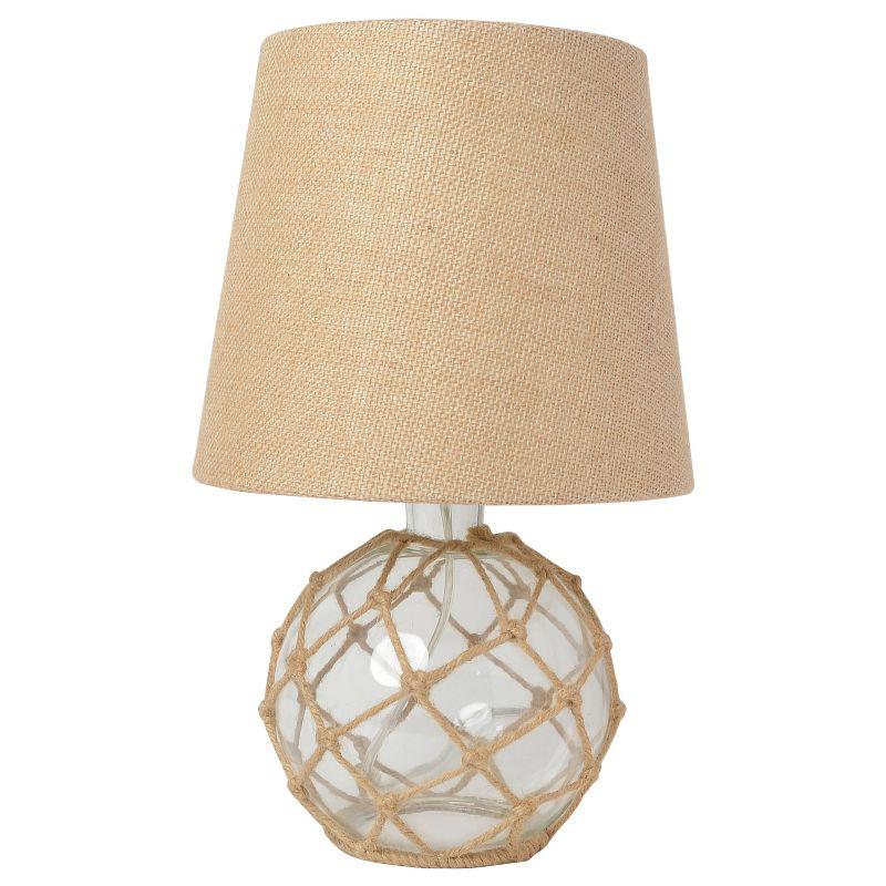 Clear Glass Nautical Rope Table Lamp with Burlap Shade