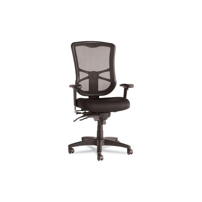 High-Back Black Mesh Office Chair with Adjustable Arms and Tilt Mechanism