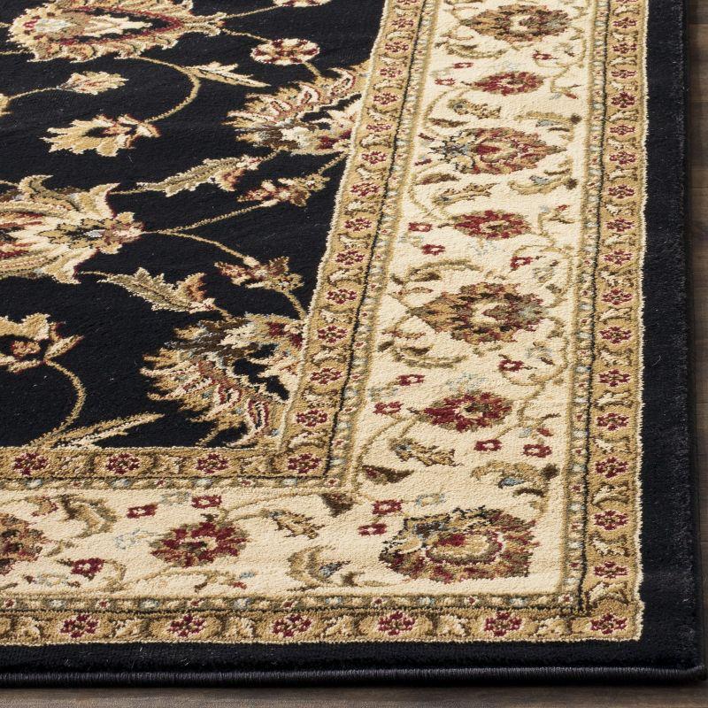 Elegant Black and Ivory Synthetic 2'3" x 16' Runner Rug