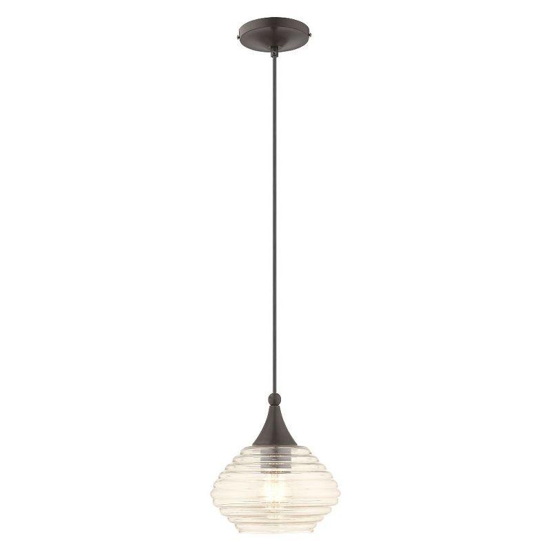Livex Lighting Art Glass 1 - Light Pendant in  English Bronze