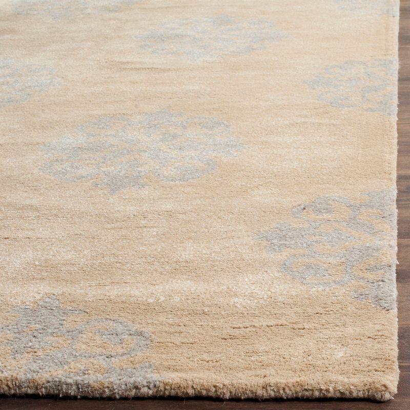 Beige and Blue Hand-Tufted Wool and Viscose Area Rug