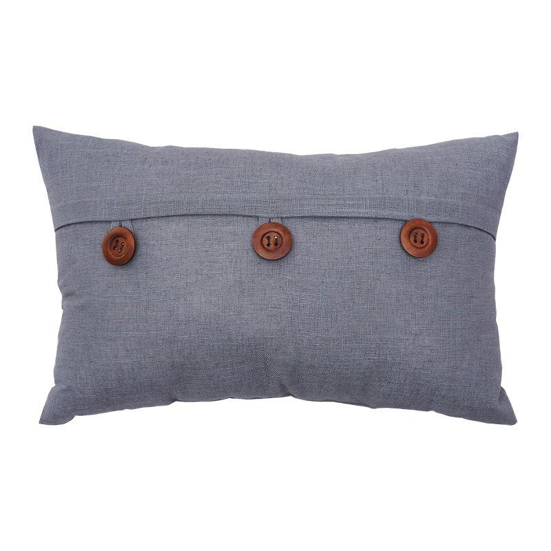 Gray Linen Envelope Lumbar Pillow with Wooden Buttons