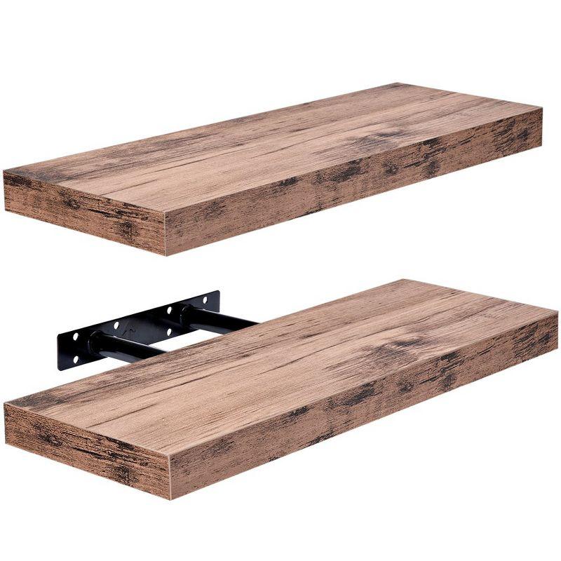 Sorbus Rustic Wood Coastal Beach Style Hanging Rectangle Wall Shelves