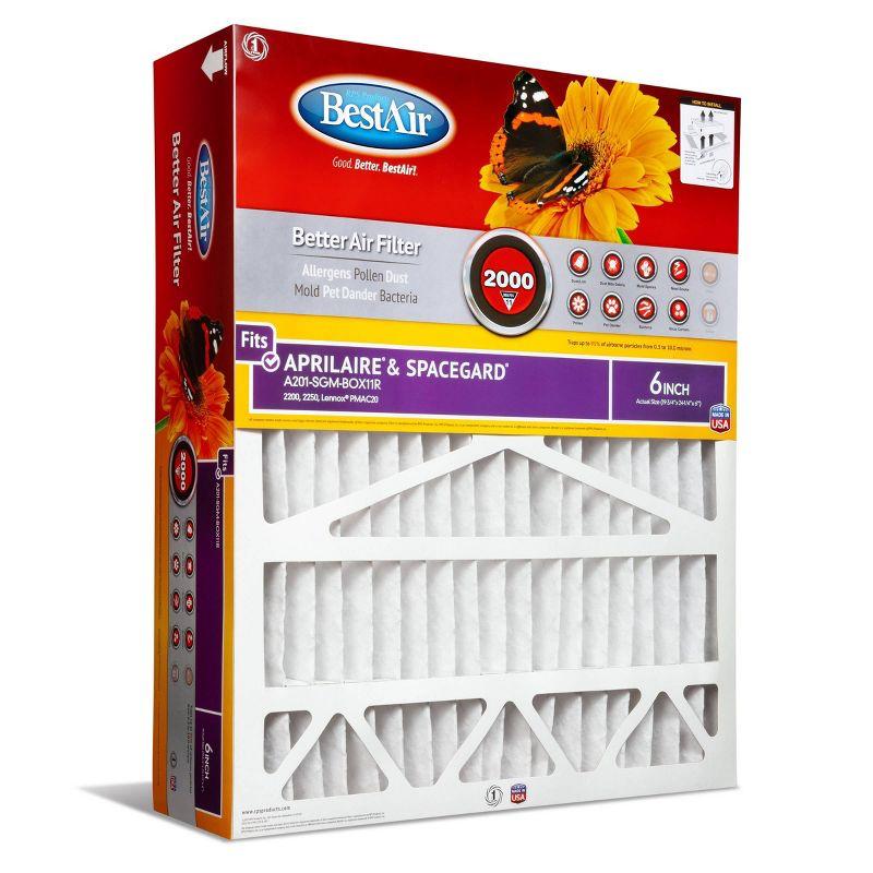 BestAir 2pk 20" x 25" x 6" Aprilaire & Spacegard Box Replacement Air Furnace Filter MERV 11: Space-Gard 2200, EPA Certified