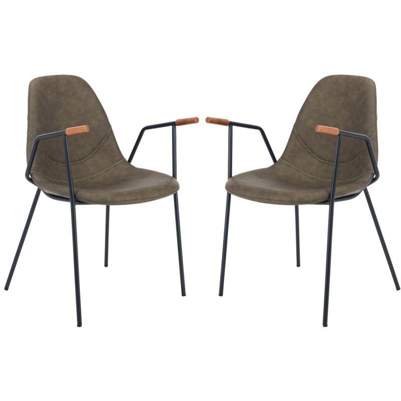 Tanner Mid-Century Dining Chair (Set of 2) - DCH3001 - Olive/Black - Safavieh