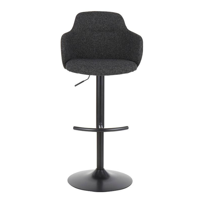 Boyne Adjustable Black Metal Swivel Barstools with Dark Grey Fabric - Set of 2