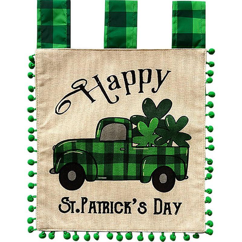 Briarwood Lane Happy St. Patrick's Day Checkered Truck Burlap Garden Flag 18" x 12.5"