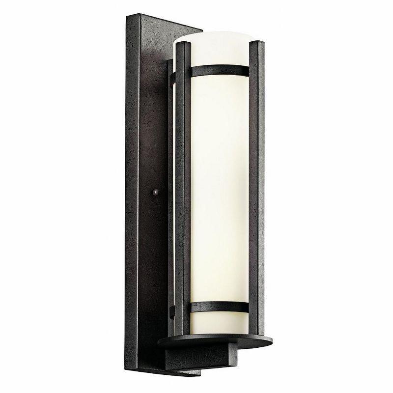 Camden 26" 3 Light Outdoor Wall Light with Opal Etched Glass in Anvil Iron