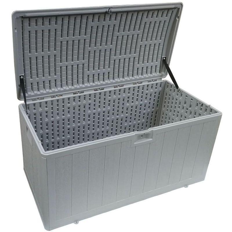 Plastic Development Group Weatherproof Resin Outdoor Patio Storage Deck Box with Secure Lid Retainer Straps