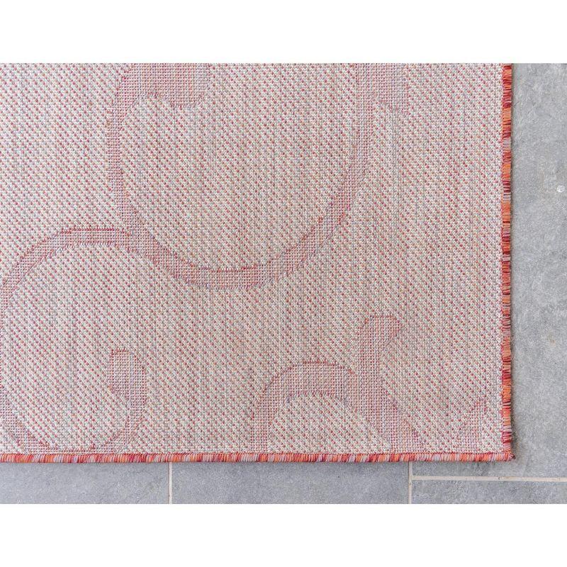 Unique Loom 4' 1 x 6' 1 Rectangle Indoor/Outdoor Botanical Rust Red Area Rug