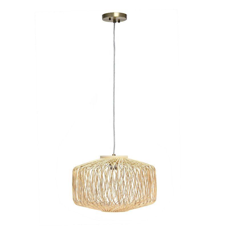 Natural Beige Rattan Round Pendant Ceiling Light