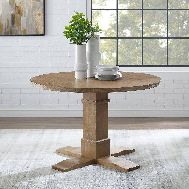 Rustic Brown Round Reclaimed Wood Dining Table for Four