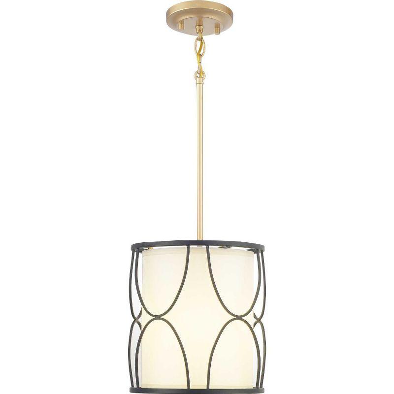 Progress Lighting Landree 1-Light Mini-Pendant, Black Silk, White Shade