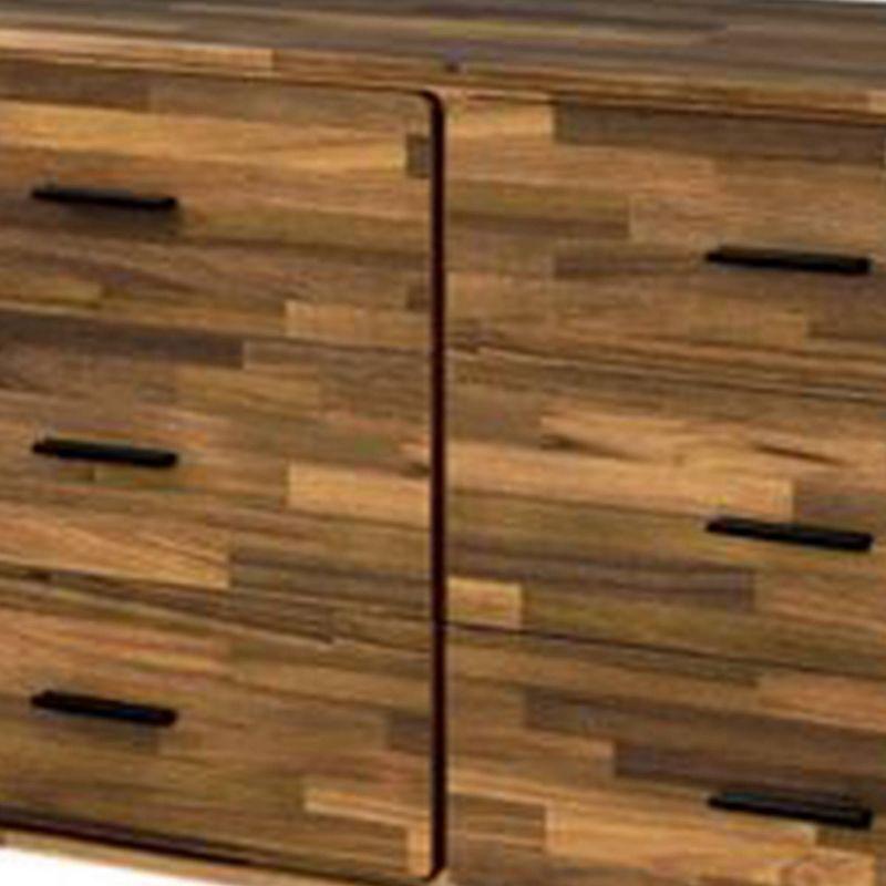 Dresser with 6 Drawers and Butcher Block Pattern Brown - Benzara