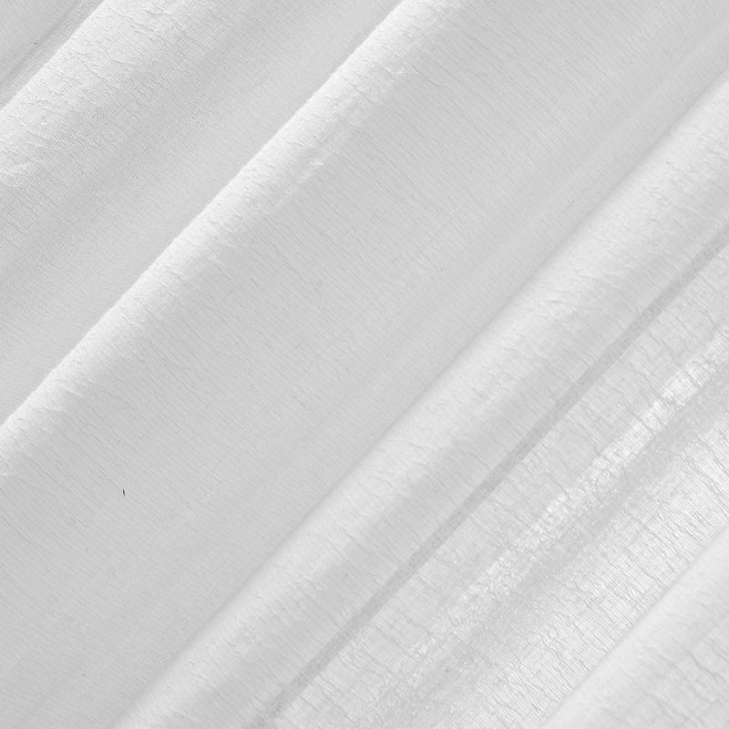 63"x52" Crushed Texture Anti-Dust Sheer Curtain Panel White - Clean Window: Modern Linen Slub Rod Pocket