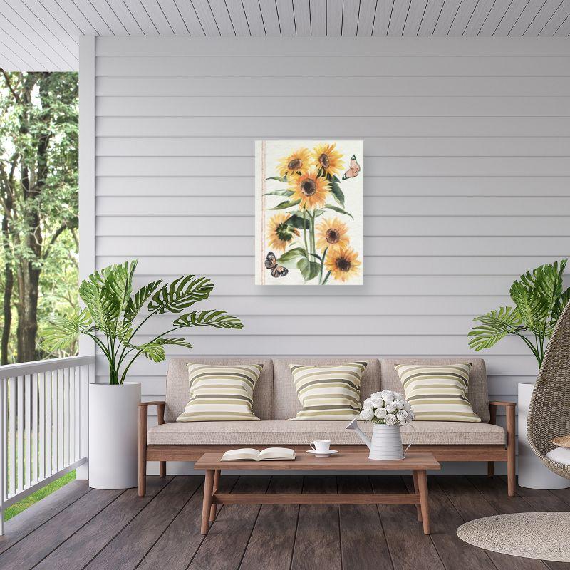 Autumn Sunflowers Outdoor Canvas Print with Butterflies