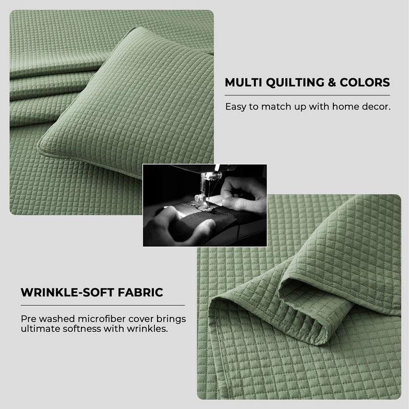 Peace Nest Premium Ultra Soft Reversible Quilted Coverlet Set, King, Green