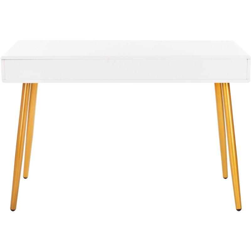 Jorja 1 Drawer 1 Shelf Desk - DSK2200 - White/Gold - Safavieh