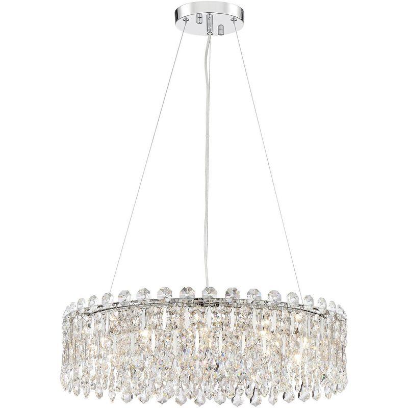 Possini Euro Design Alyssa Chrome Drum Chandelier 23 1/2" Wide Modern Crystal 12-Light LED Fixture for Dining Room Kitchen Island Entryway Bedroom