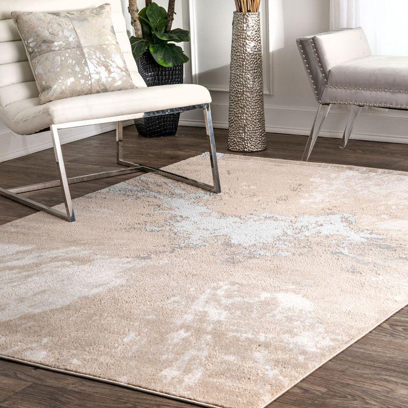 Eco-Friendly Beige Abstract Synthetic 4'3" x 6'3" Area Rug