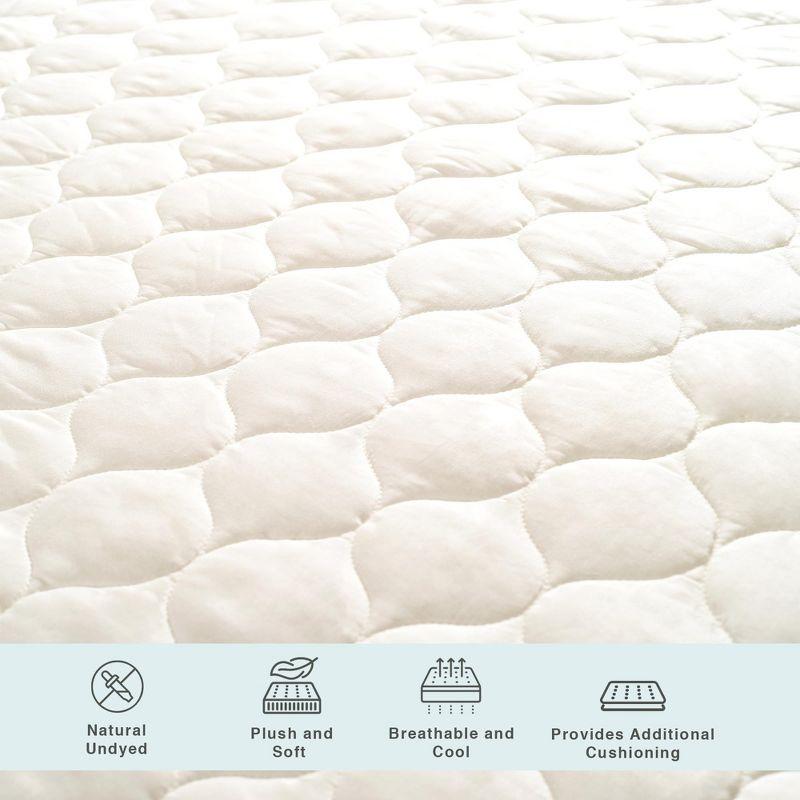 Fabdreams Luxury Organic Cotton Quilted Mattress Protector with 17" Deep Pockets, Water- Resistant, Twin Size