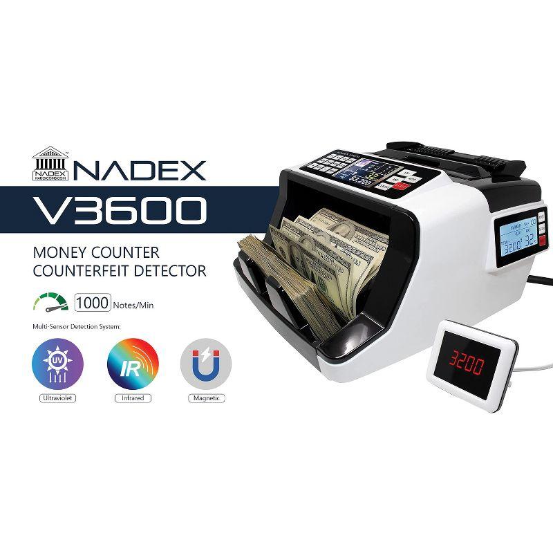 Nadex Coins™ V3600 Money Counter and Counterfeit Detector in White
