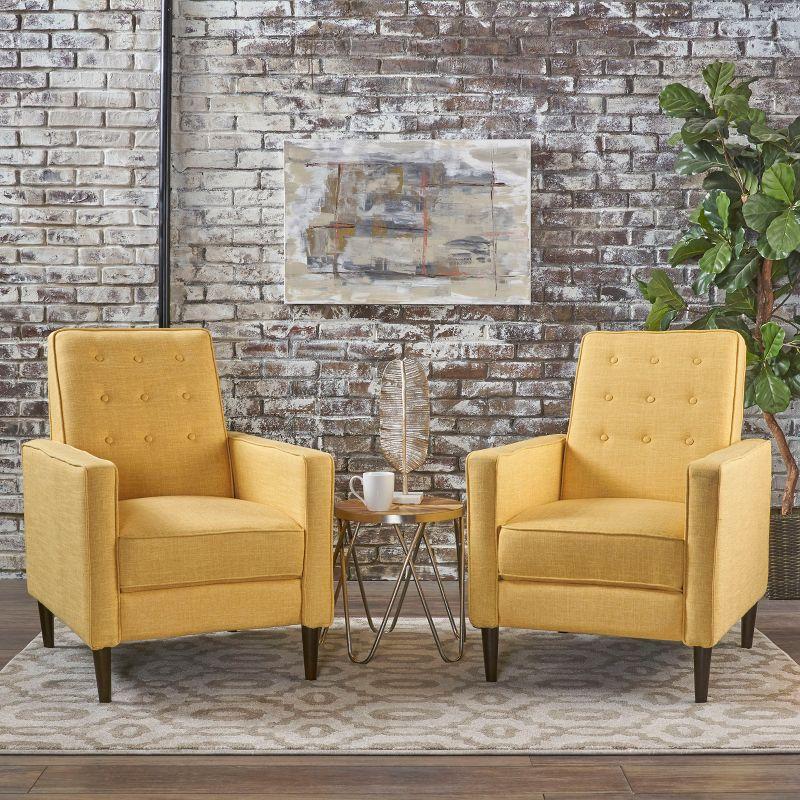 Mid-Century Modern Muted Yellow Microfiber Recliner