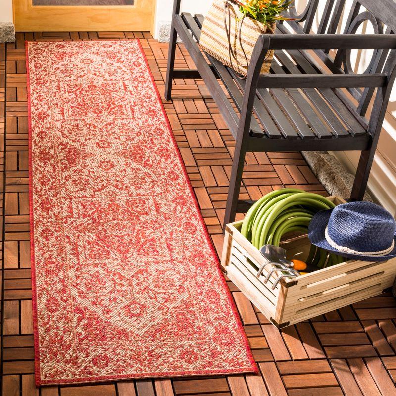 Beach House BHS139 POWER LOOMED Indoor/Outdoor Runner Rug - Red/Creme - 2'2"x6' - Safavieh
