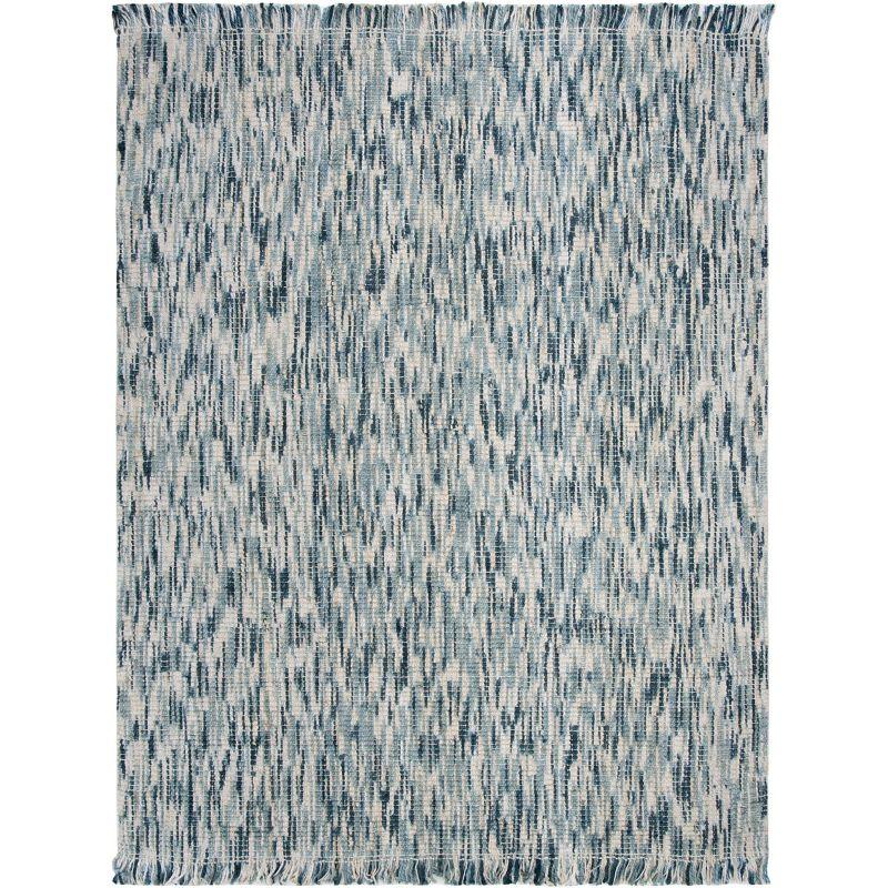 Hand-Knotted Blue/Ivory Jute 8'x10' Non-Slip Area Rug